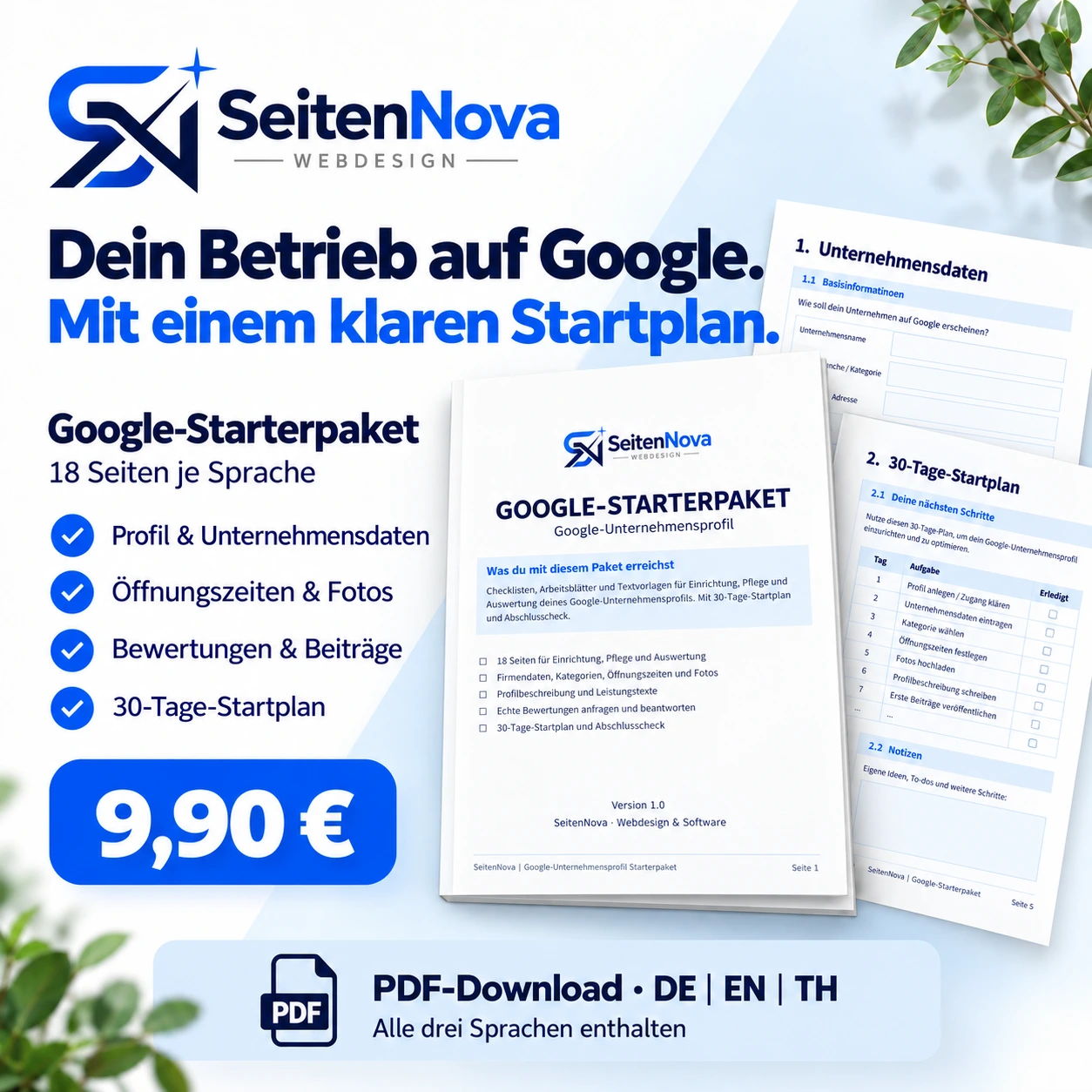 Google-Unternehmensprofil-Starterpaket – Deutsch, Englisch und Thai